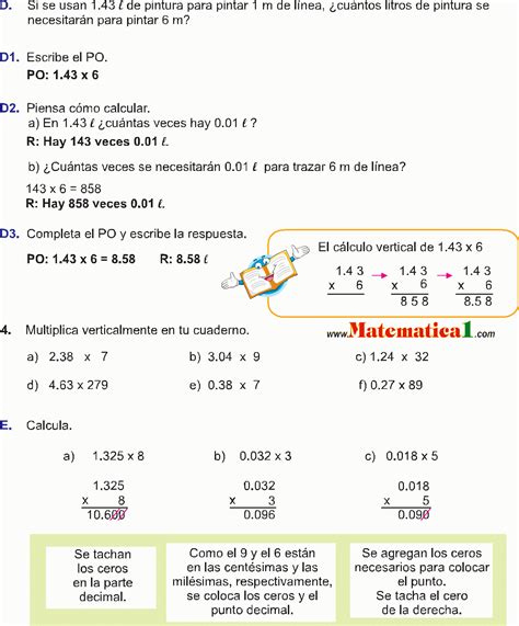 Problemas De Multiplicacion Con Punto Decimal Para Quinto Grado Hot Sex Picture