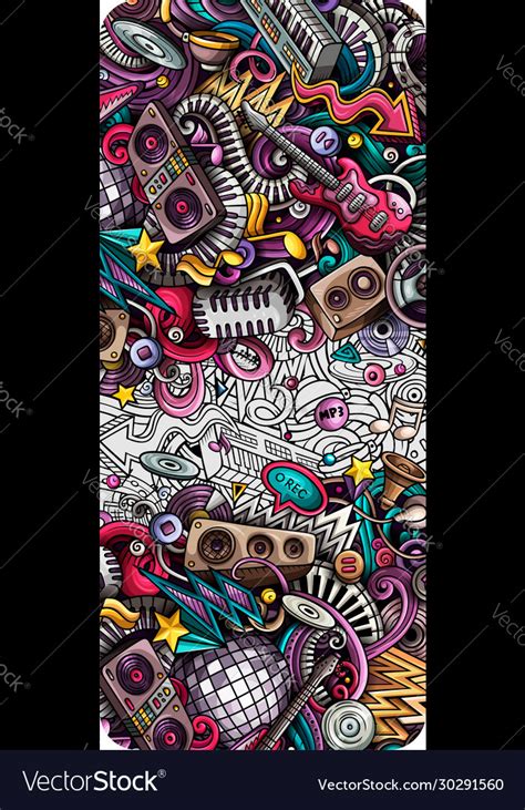 Disco Music Hand Drawn Doodle Banner Cartoon Vector Image