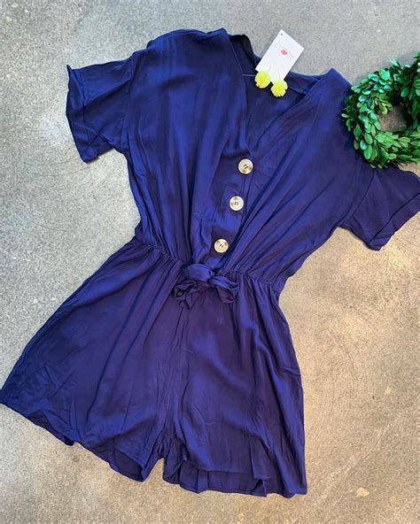 Persimmons On Instagram Simply Chic Navy Romper Button Down