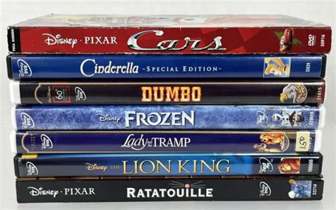 DISNEY MOVIE ANIMATED Film DVD Lot of 7 Videos Cars Frozen Ratatouille ...