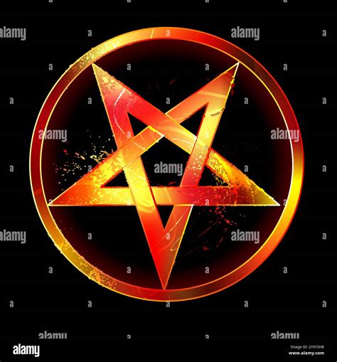 Inverted Demonic Pentagram Of Hot Red Lava On Black Background Fire Symbol Stock Vector Image