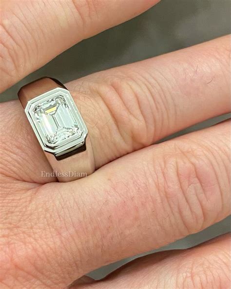 Ct Emerald Cut Moissanite Men S Ring Bezel Set Etsy