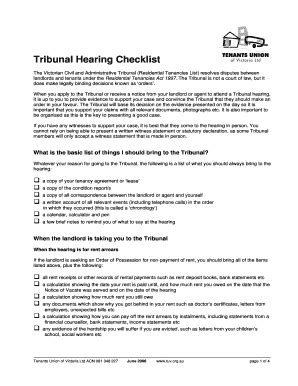 Fillable Online Tuv Org Tribunal Hearing Checklist Fax Email Print