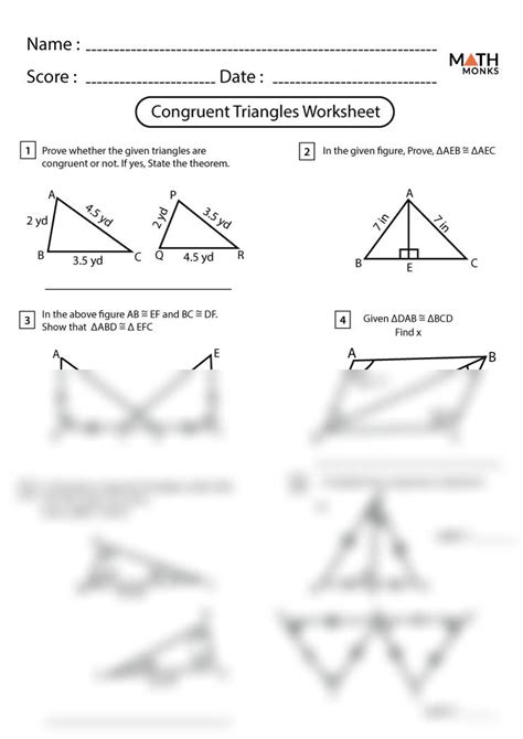 SOLUTION Congruent Triangles Worksheet Grade 7 Studypool