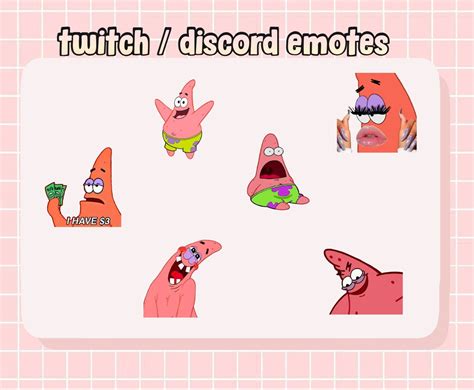 Funny Spongebob Patrick Star Meme Emotes For Twitch Discord Etsy