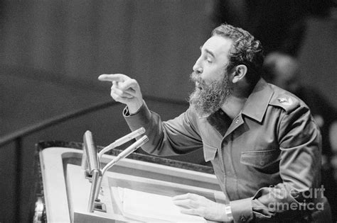 Fidel Castro Speaking At Podium By Bettmann