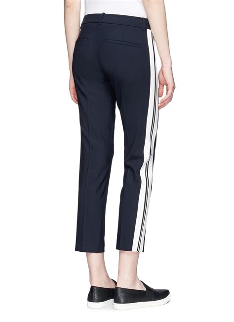 Lyst Vince Tuxedo Stripe Cropped Slim Wool Pants In Blue