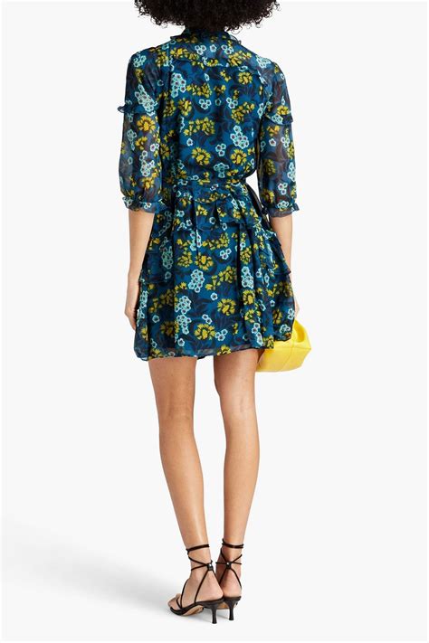 Saloni Tilly Ruffled Floral Print Silk Chiffon Mini Dress Sale Up To