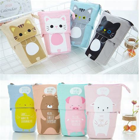 Aominuo Dl Pc Store Pencil Case Box Cartoon Cute Cat Telescopic Pencil