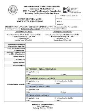 Fillable Online Dshs State Tx EMS Provider Notification BChanges Formb