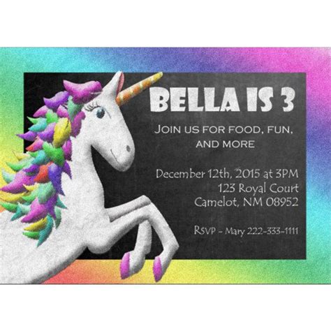 Rainbow Unicorn Invitation Rainbow Unicorn Party Unicorn Invitation