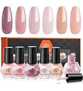 Amazon Modelones Jelly Nail Polish Of 6 Colors Sheer Nude Mini Nail Polish Set Natural