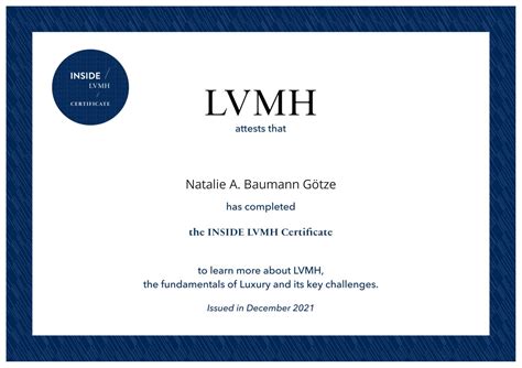 Natalie Baumann - Inside LVMH Certificate by Natalie A. Baumann Götze ...