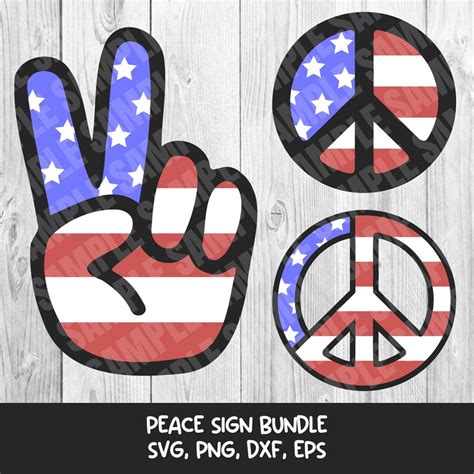 American Flag Peace Sign Svg Bundle For Cricut Cutting Machine Digital