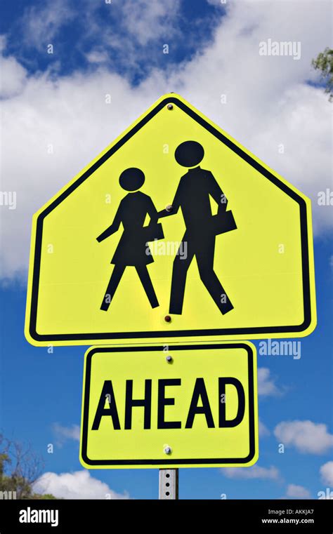 Signs Lincolnshire Illinois School Crossing Ahead Sign Boy Girl Walking