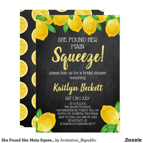 She Found Her Main Squeeze Lemon Bridal Shower Invitation Zazzle