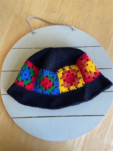 Granny Square Bucket Hat Crochet Etsy