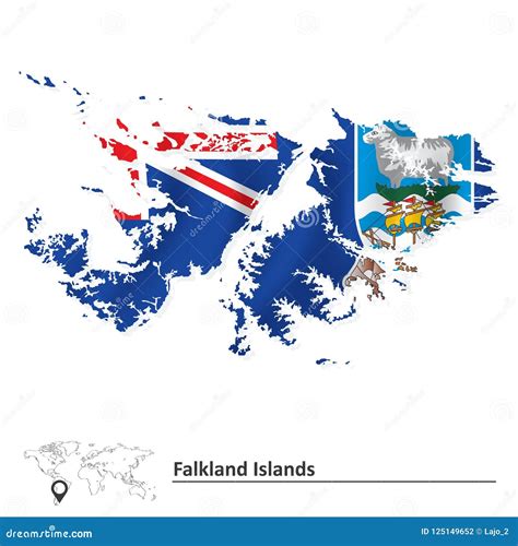Map of Falkland Islands with Flag Stock Vector - Illustration of shape