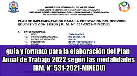 Importante Guía Y Formato Para La Elaboración Del Plan Anual De