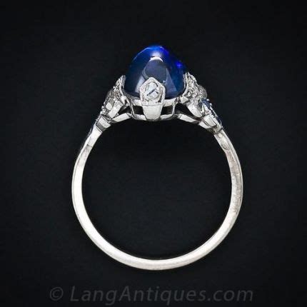 Platinum Cabochon Sapphire Diamond Ring