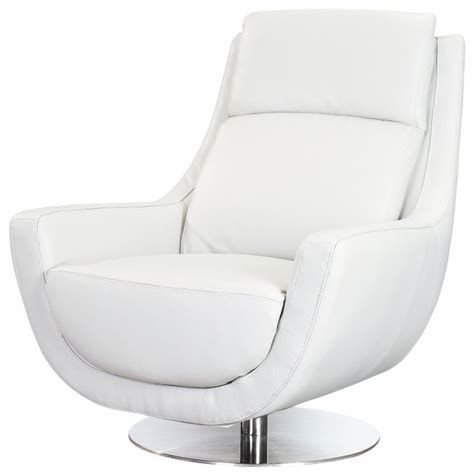 Germany Swivel Chair In White Leather Contemporary Armchairs And