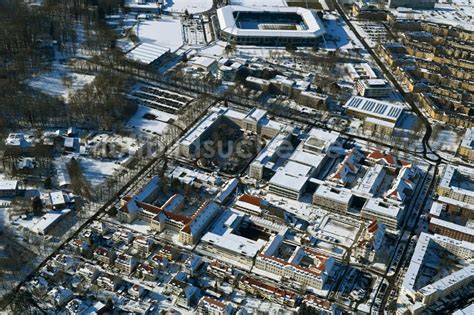 Rostock Aus Der Vogelperspektive Winterluftbild Baustelle Auf Dem