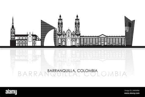 Silhouette Skyline panorama of city of Barranquilla, Colombia - vector ...