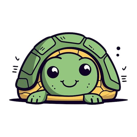 Linda Tortuga De Dibujos Animados Ilustraci N Vectorial Aislada Sobre