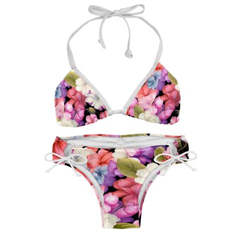 Fragmented Flowers Women S Swimsuit Bikini Set Detachable Sponge