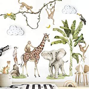 Grandora Xxl Wandsticker Set Safari Baum Tiere Wandtattoo F R