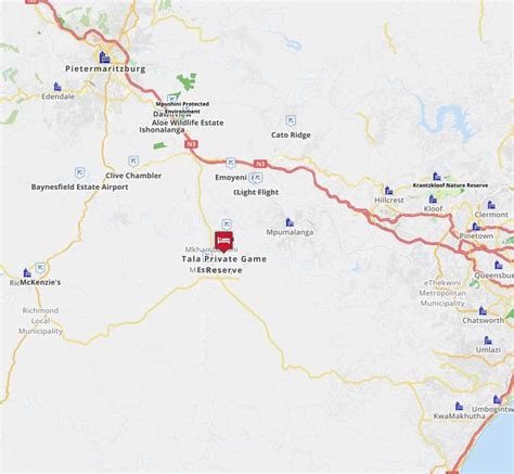 Map For Tala Game Reserve Malaria Free Nature Reserves