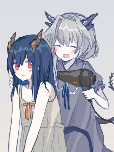 Safebooru 2girls Absurdres Arknights Blue Hair Chen Arknights