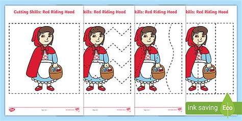 Red Riding Hood Themed Cutting Skills Worksheet Twinkl