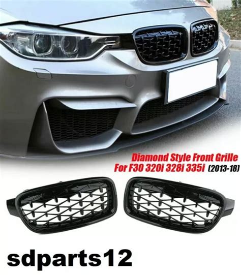 GRILLES DE CALANDRE Noir Diamant pour Bmw Série 3 F30 320i 328i 335i