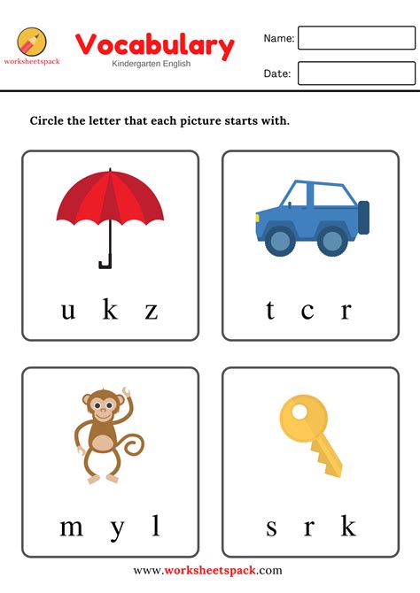 Kindergarten English Free Printable Worksheets Letters Kindergarden