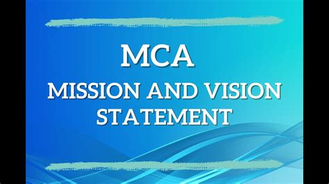 MCA Vision And Mission Statement YouTube