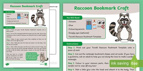 FREE Raccoon Bookmark Craft Lehrer Gemacht Twinkl