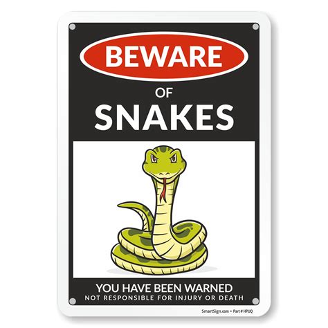 Smartsign Beware Of Snakes Warning Sign 10x7 40 Mil