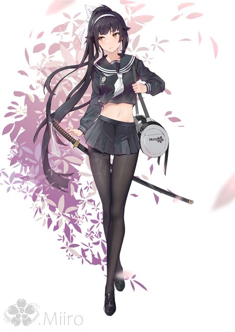 Safebooru 1girl Absurdres Artist Name Ascot Azur Lane Bag Bangs Black Footwear Black Hair