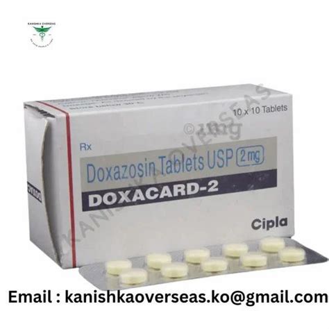 Doxacard 2 Mg Doxazosin Mesylate Tablet Packaging Size 10x10 Tablets