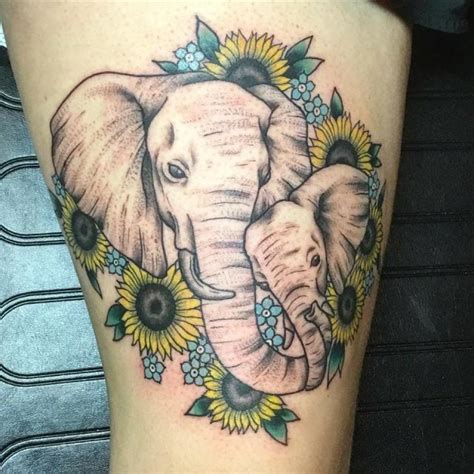 Details 73 Elephant Sunflower Tattoo Best In Cdgdbentre