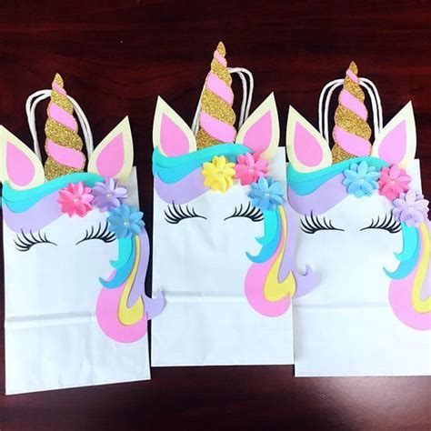 Dulceros Unicornio Con Bolsas De Papel Unicorn Party Unicorn