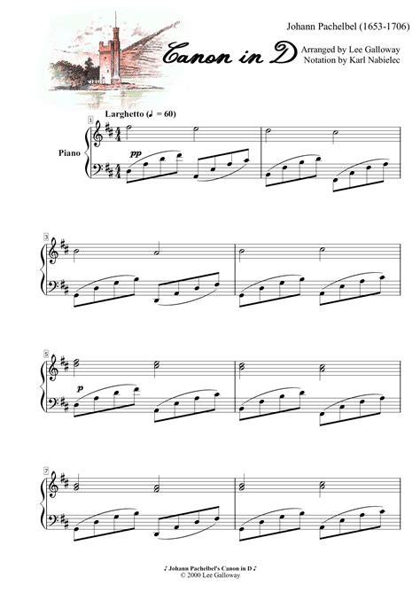 Canon In D Johann Pachelbel Lee Galloway Free Piano Sheet Music