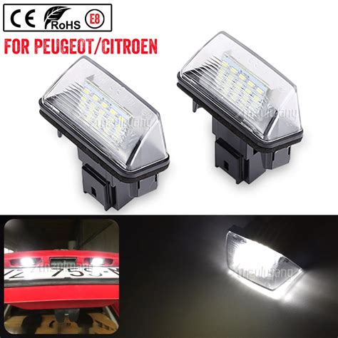 2Pcs LED License Number Plate Lights Lamp For Peugeot 206 207 307 308