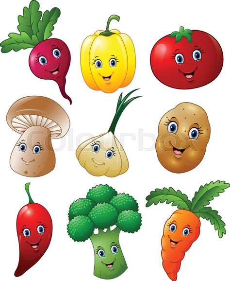 Illustration Of Cartoon Vegetables Stock Vector Colourbox