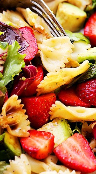 Strawberry Avocado Pasta Salad With Balsamic Glaze Balsamic Glaze Recipes Healthy Food