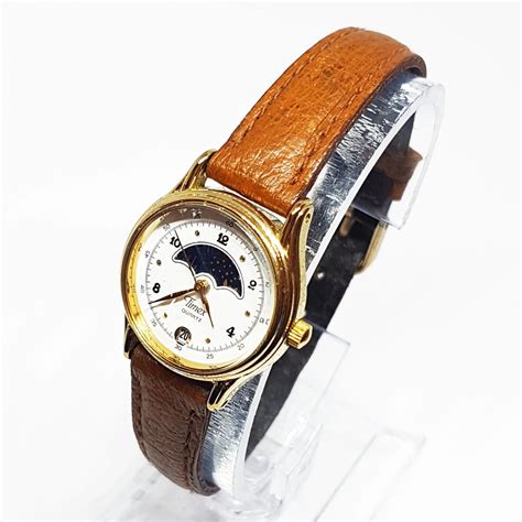 Timex Quartz Moon Phase Watch | Gold-tone Moonphase Watch – Vintage Radar