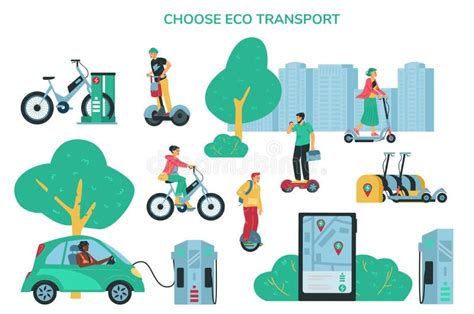 Eco Environmentally Friendly Transport Flat Vector Illustration