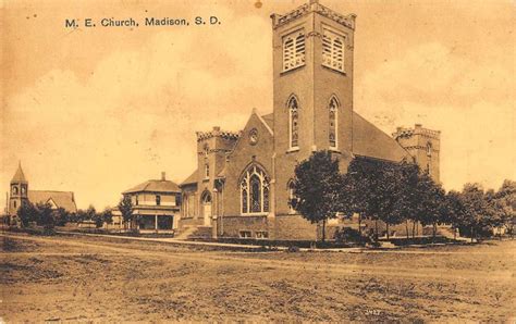 Madison South Dakota Me Church Exterior Street View Antique Postcard