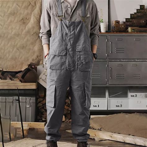 WXLWZYWL Men S Work Bib Overalls Loose Fit Workwear Dungarees Sloppy